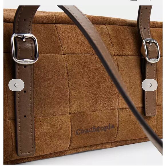 Coachtopia Alter/Ego Satchel Bag in Checkerboard Upcrafted Leather Cedar Suede - Picture 7 of 9